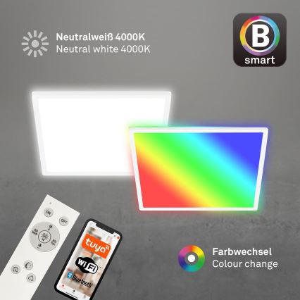 Briloner 7491-016 - LED RGBW dimbare SMART plafondlamp LED/22W/230V 4000K 42x42 cm Wi-Fi Tuya + afstandsbediening
