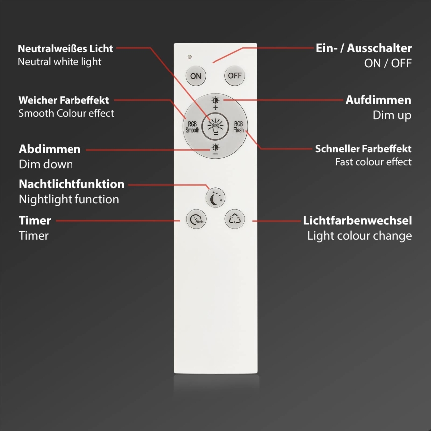 Briloner 7491-016 - LED RGBW dimbare SMART plafondlamp LED/22W/230V 4000K 42x42 cm Wi-Fi Tuya + afstandsbediening