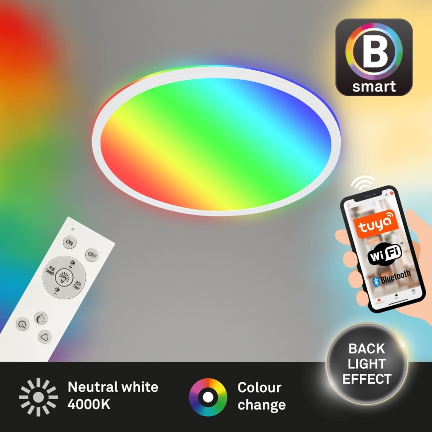 Briloner 7494016 - LED RGBW dimbare plafondlamp SMART LED/22W/230V 4000K Ø 42 cm Wi-Fi Tuya + afstandsbediening