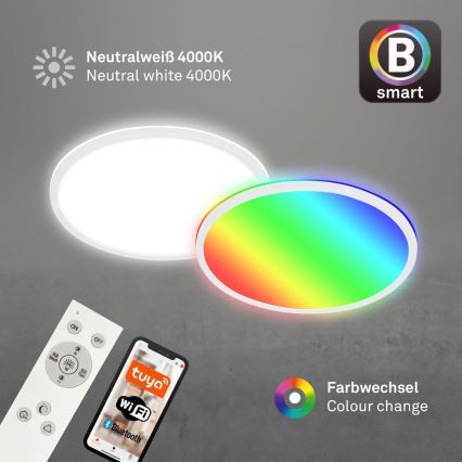 Briloner 7494016 - LED RGBW dimbare plafondlamp SMART LED/22W/230V 4000K Ø 42 cm Wi-Fi Tuya + afstandsbediening