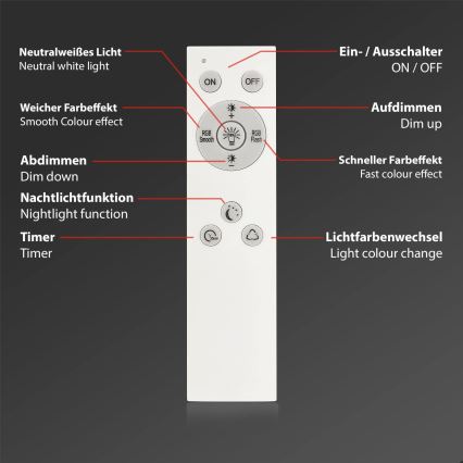 Briloner 7494016 - LED RGBW dimbare plafondlamp SMART LED/22W/230V 4000K Ø 42 cm Wi-Fi Tuya + afstandsbediening
