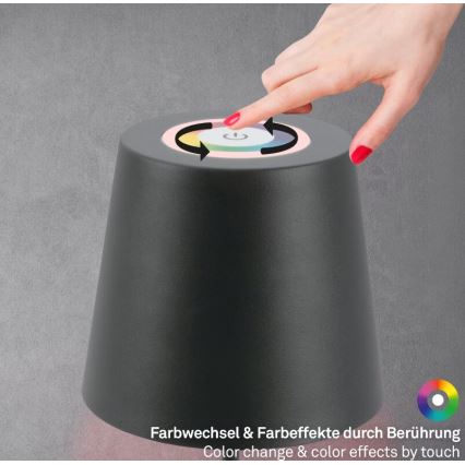 Briloner 7507015 - Dimbare oplaadbare LED RGB buiten tafellamp 2-in-1 LED/2,5W/5V IP44 antraciet