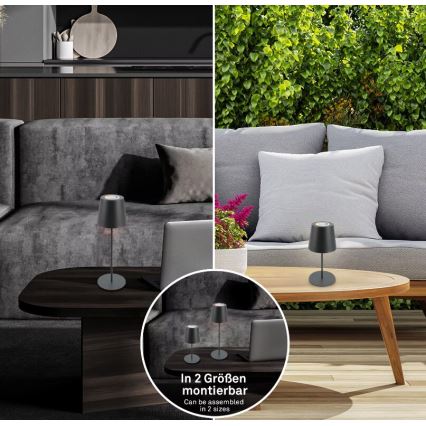 Briloner 7507015 - LED RGB-dimbare oplaadbare buitentafellamp 2-in-1 LED/2,5W/5V IP44 1200 mAh antraciet