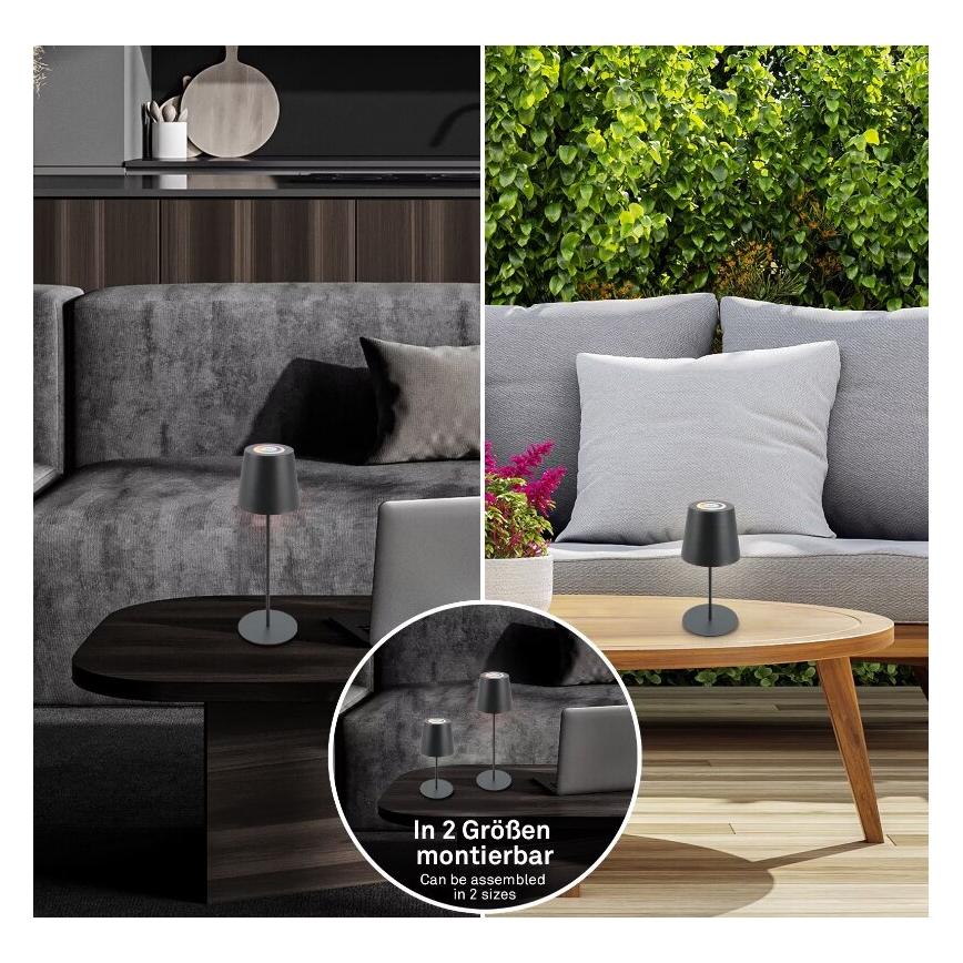 Briloner 7507015 - LED RGB-dimbare oplaadbare buitentafellamp 2-in-1 LED/2,5W/5V IP44 1200 mAh antraciet