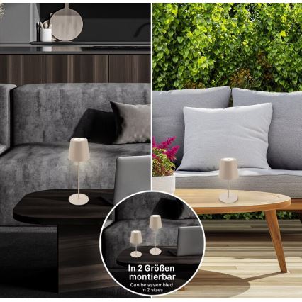 Briloner 7508011 - Dimbare oplaadbare buitentafellamp 2-in-1 LED/2,5W/5V IP44 1200 mAh beige