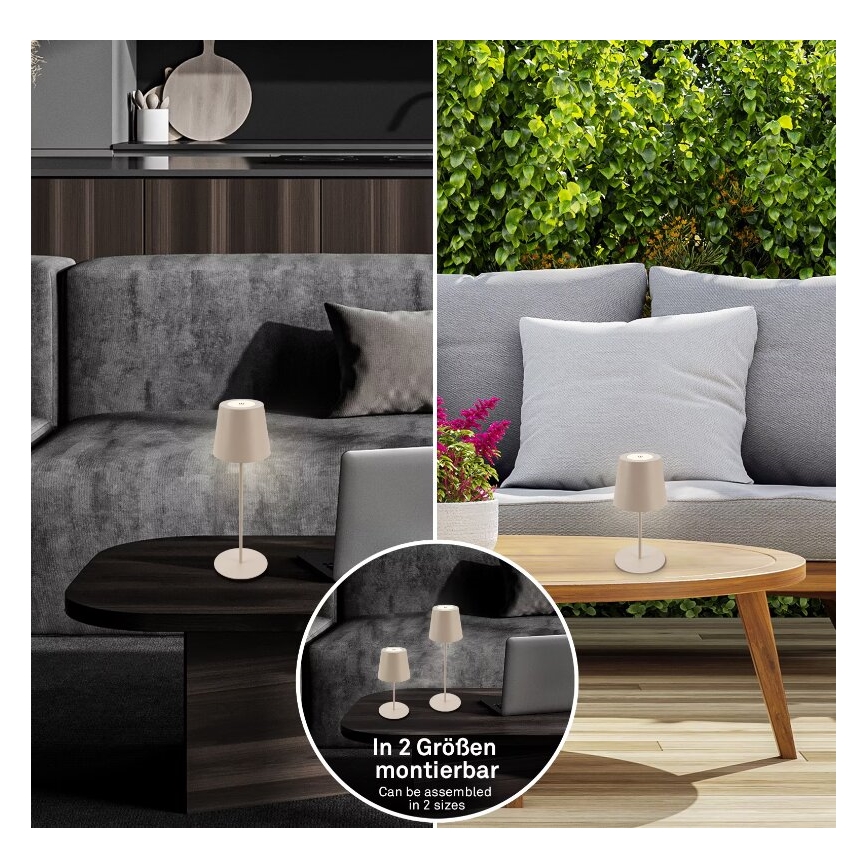 Briloner 7508011 - Dimbare oplaadbare buitentafellamp 2-in-1 LED/2,5W/5V IP44 1200 mAh beige