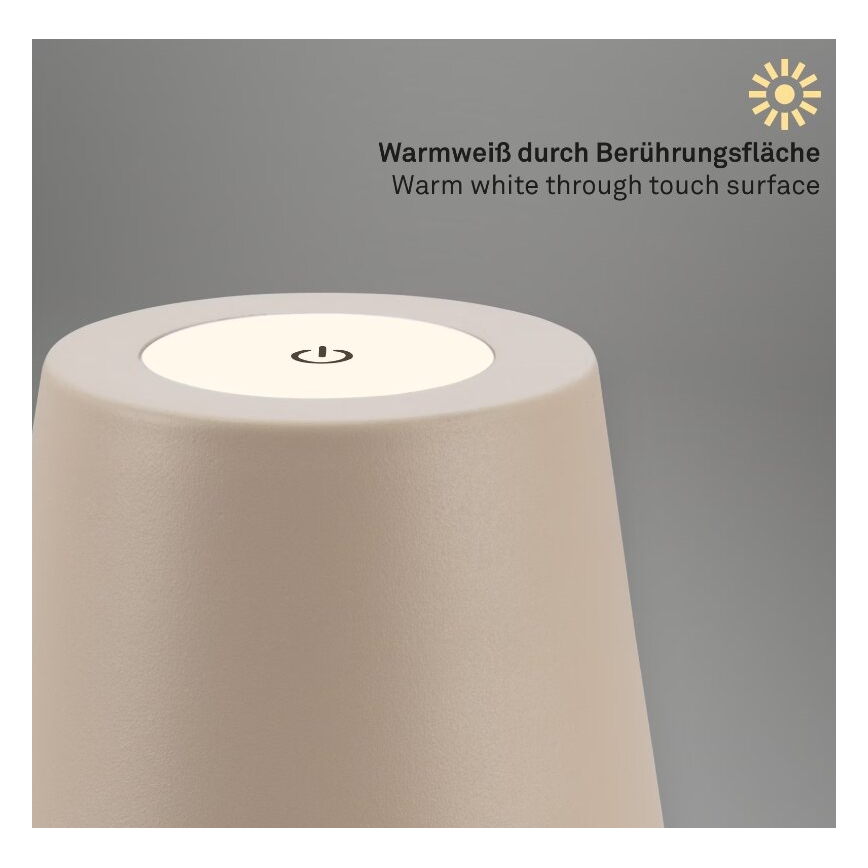 Briloner 7508011 - Dimbare oplaadbare LED buiten tafellamp 2-in-1 LED/2,5W/5V IP44 beige