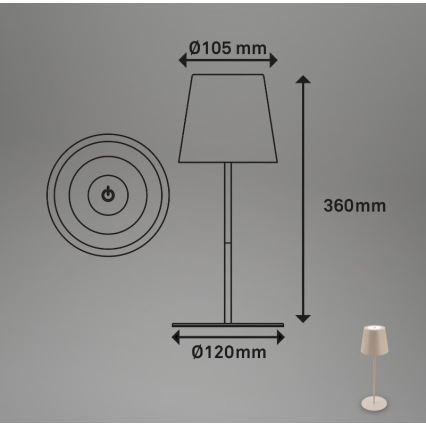 Briloner 7508011 - Dimbare oplaadbare LED buiten tafellamp 2-in-1 LED/2,5W/5V IP44 beige