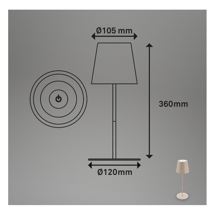 Briloner 7508011 - Dimbare oplaadbare LED buiten tafellamp 2-in-1 LED/2,5W/5V IP44 beige