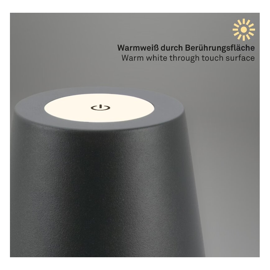 Briloner 7508015 - Dimbare oplaadbare LED buiten tafellamp 2-in-1 LED/2,5W/5V IP44 zwart