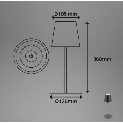 Briloner 7508015 - Dimbare oplaadbare LED buiten tafellamp 2-in-1 LED/2,5W/5V IP44 zwart