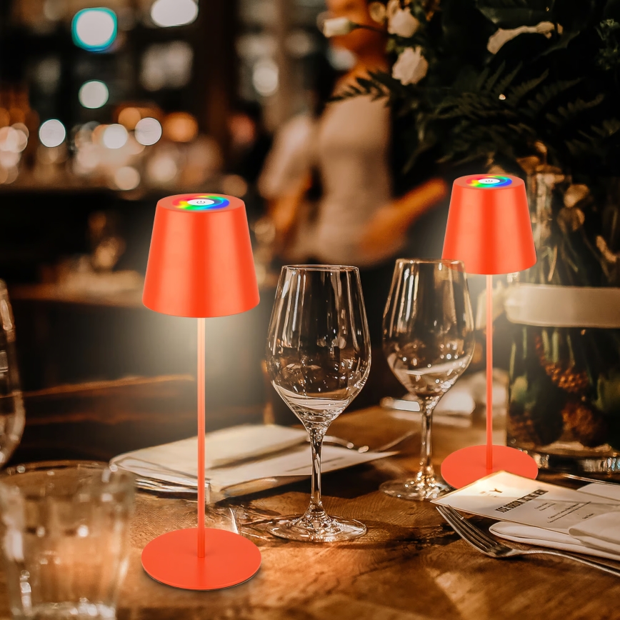 Briloner 7510012 - LED RGBW dimbare oplaadbare buitentafellamp CALIDA LED/2,5W/5V IP44 1200 mAh oranje