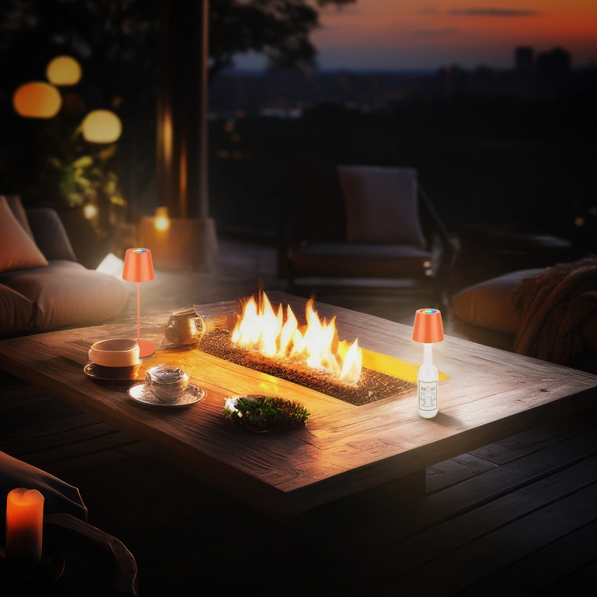 Briloner 7510012 - LED RGBW dimbare oplaadbare buitentafellamp CALIDA LED/2,5W/5V IP44 1200 mAh oranje