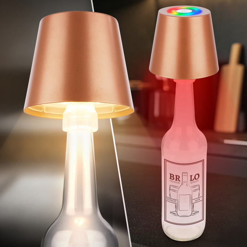 Briloner 7510013 - LED RGBW dimbare oplaadbare buitentafellamp CALIDA LED/2,5W/5V IP44 1200 mAh bronskleurig