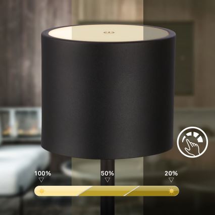 Briloner 7521015 - SIGO dimbare oplaadbare buitentafellamp LED/2,5W/5V IP44 2600 mAh zwart