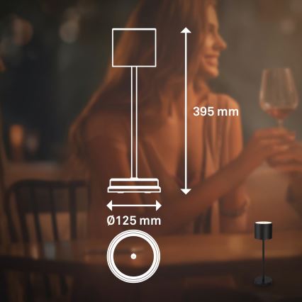 Briloner 7521015 - SIGO dimbare oplaadbare buitentafellamp LED/2,5W/5V IP44 2600 mAh zwart