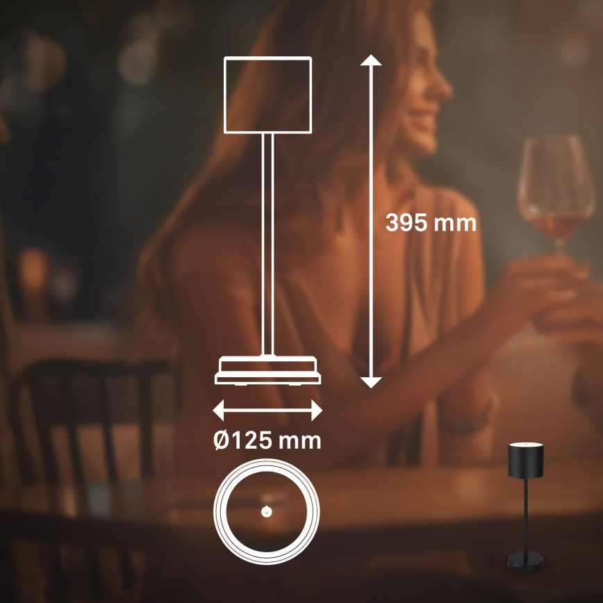 Briloner 7521015 - SIGO dimbare oplaadbare buitentafellamp LED/2,5W/5V IP44 2600 mAh zwart