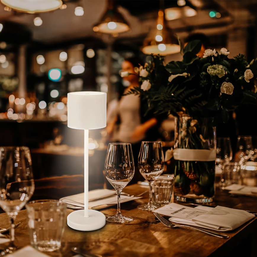 Briloner 7521016 - Dimbare oplaadbare buitentafellamp SIGO LED/2,5W/5V IP44 2600 mAh wit