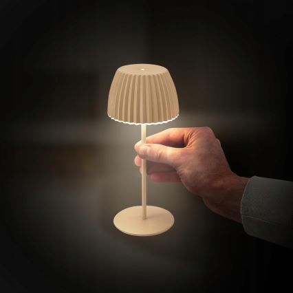 Briloner 7552-011 - MINI oplaadbare dimbare LED-tafellamp voor buiten met aanraakbediening, 1,5W/5V, IP44, 1800 mAh, beige
