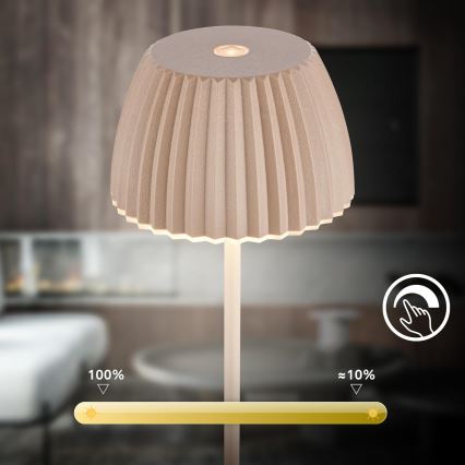 Briloner 7552-011 - MINI oplaadbare dimbare LED-tafellamp voor buiten met aanraakbediening, 1,5W/5V, IP44, 1800 mAh, beige