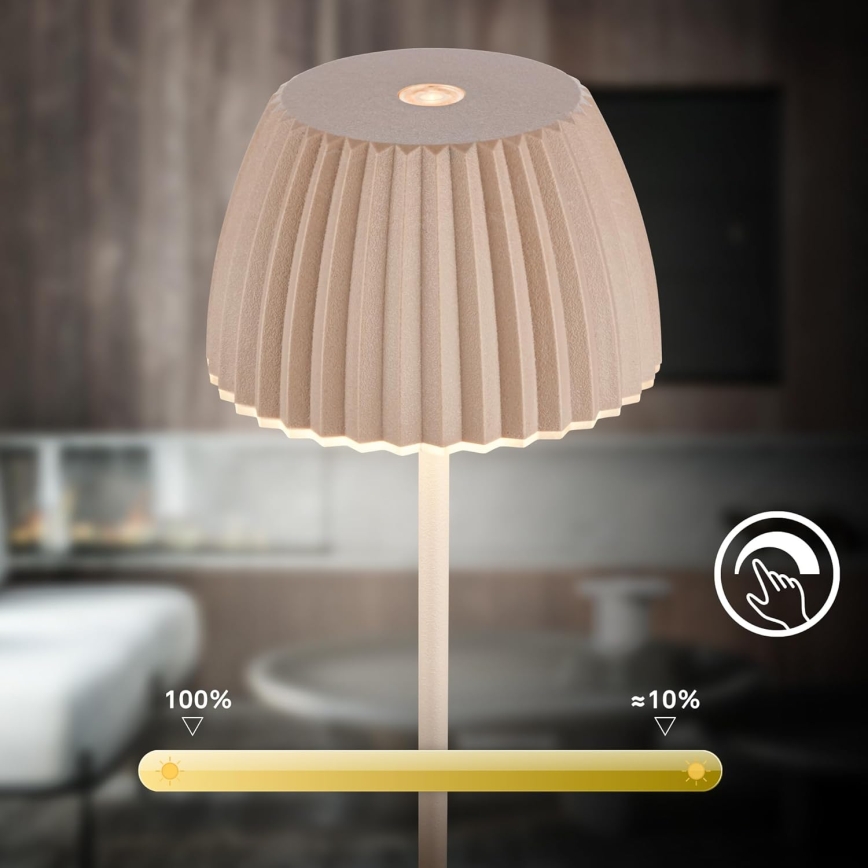 Briloner 7552-011 - MINI oplaadbare dimbare LED-tafellamp voor buiten met aanraakbediening, 1,5W/5V, IP44, 1800 mAh, beige