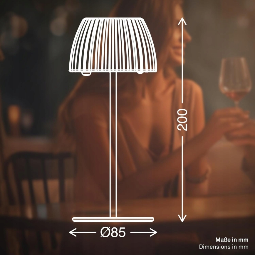 Briloner 7552-011 - MINI oplaadbare dimbare LED-tafellamp voor buiten met aanraakbediening, 1,5W/5V, IP44, 1800 mAh, beige