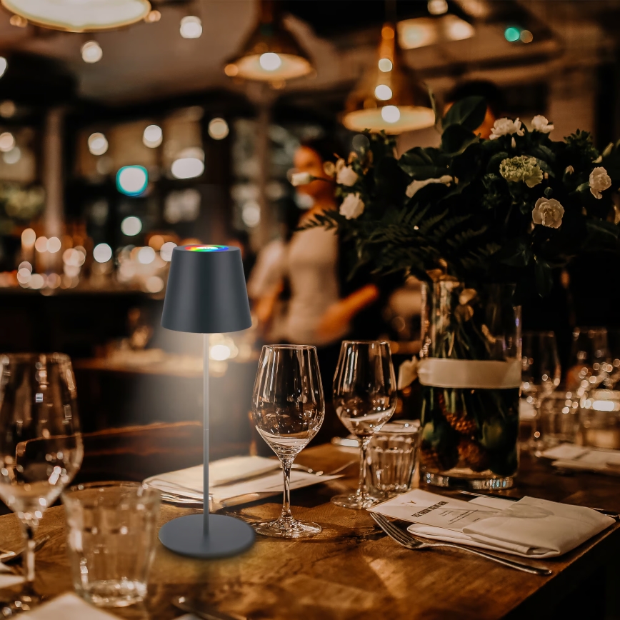 Briloner 7559015 - LED RGB dimbare oplaadbare buitentafellamp COLORIS LED/3,5W/5V IP44 2000 mAh antraciet Wi-Fi Tuya