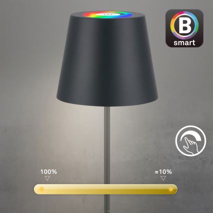 Briloner 7559015 - LED RGB dimbare oplaadbare buitentafellamp COLORIS LED/3,5W/5V IP44 2000 mAh antraciet Wi-Fi Tuya