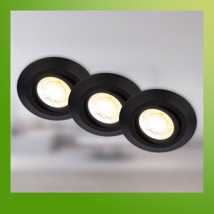 Briloner 7586035 - SET van 3 KLIRA LED inbouwspots voor badkamer LED/4,9W/230V 2500/3000/4000K IP23 zwart