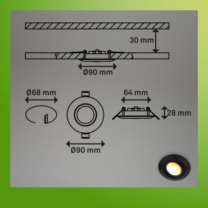 Briloner 7586035 - SET van 3 KLIRA LED inbouwspots voor badkamer LED/4,9W/230V 2500/3000/4000K IP23 zwart
