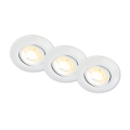 Briloner 7586036 - Set van 3 KLIRA LED-inbouwspots voor badkamer, 4,9W/230V, 2500/3000/4000K, IP23, wit