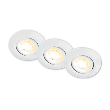 Briloner 7586036 - Set van 3 KLIRA LED-inbouwspots voor badkamer, 4,9W/230V, 2500/3000/4000K, IP23, wit