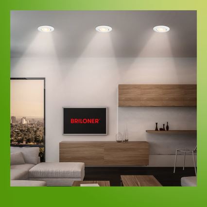 Briloner 7586036 - Set van 3 KLIRA LED-inbouwspots voor badkamer, 4,9W/230V, 2500/3000/4000K, IP23, wit