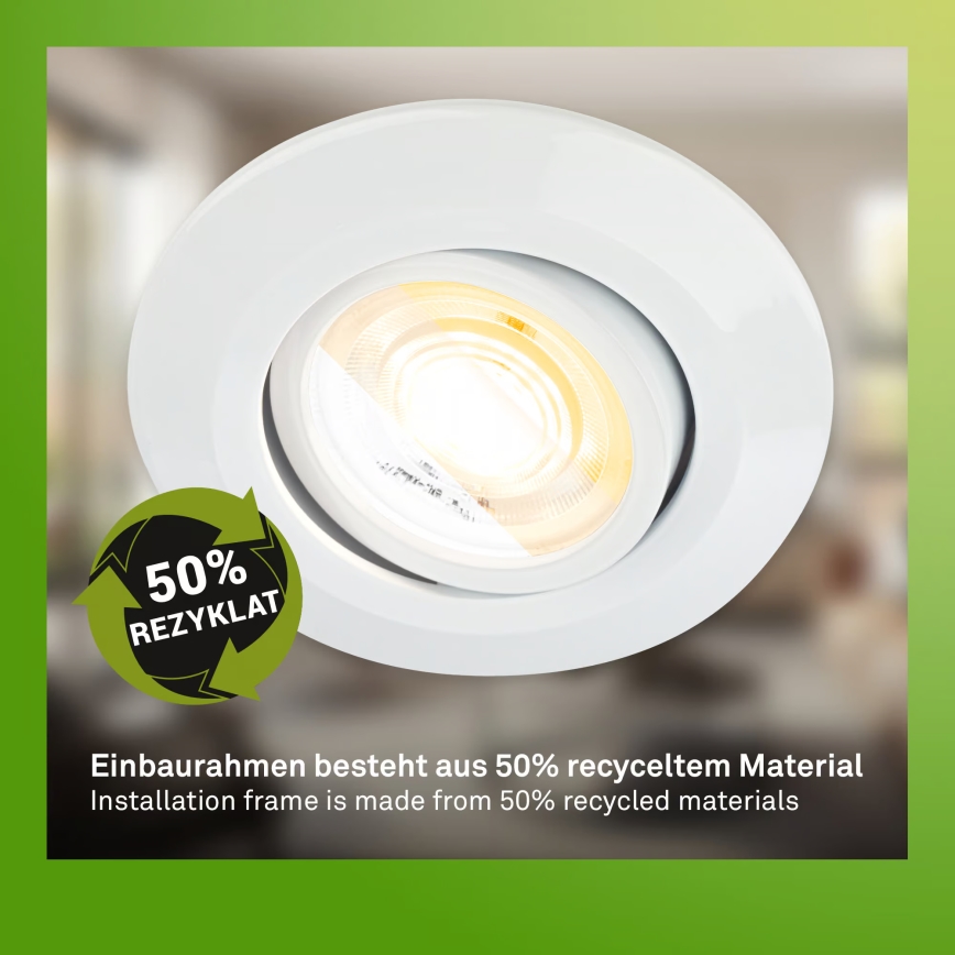 Briloner 7586036 - Set van 3 KLIRA LED-inbouwspots voor badkamer, 4,9W/230V, 2500/3000/4000K, IP23, wit