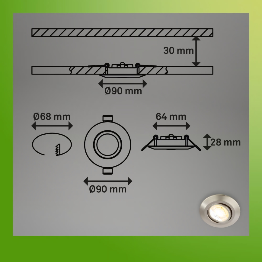Briloner 7587032 - SET van 3 dimbare LED-inbouwspots voor badkamer KLIRA 1xLED/4,9W/230V 2500/3000/4000K IP23 mat chroom