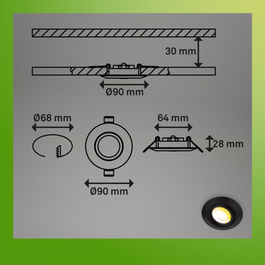 Briloner 7587035 - 3-delige set dimbare LED-inbouwspots voor de badkamer KLIRA LED/4,9W/230V 2500/3000/4000K IP23 zwart