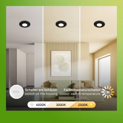 Briloner 7588035 - SET van 3 LED inbouwspots voor de badkamer KLIRA LED/4,9W/230V 2500/3000/4000K IP44 zwart