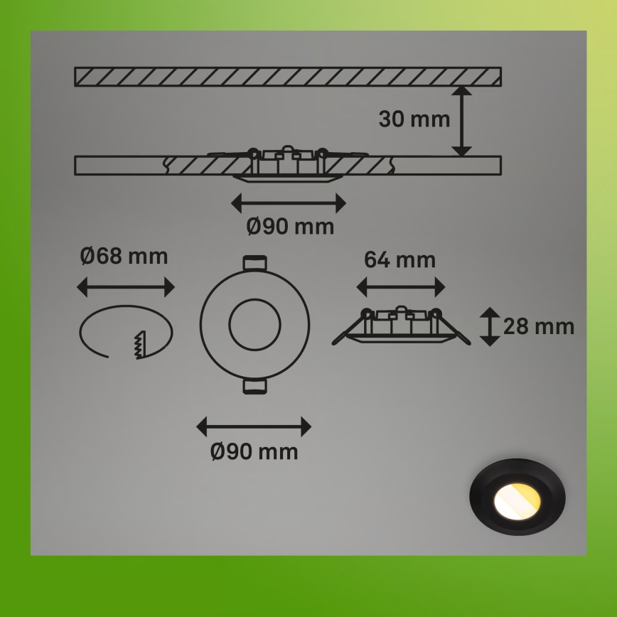 Briloner 7588035 - SET van 3 LED inbouwspots voor de badkamer KLIRA LED/4,9W/230V 2500/3000/4000K IP44 zwart