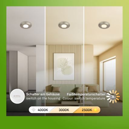 Briloner 7589032 - set van 3 dimbare LED-inbouwspots voor badkamer KLIRA, 1×LED/4,9W/230V, IP44, chroom