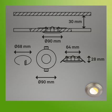 Briloner 7589032 - set van 3 dimbare LED-inbouwspots voor badkamer KLIRA, 1×LED/4,9W/230V, IP44, chroom