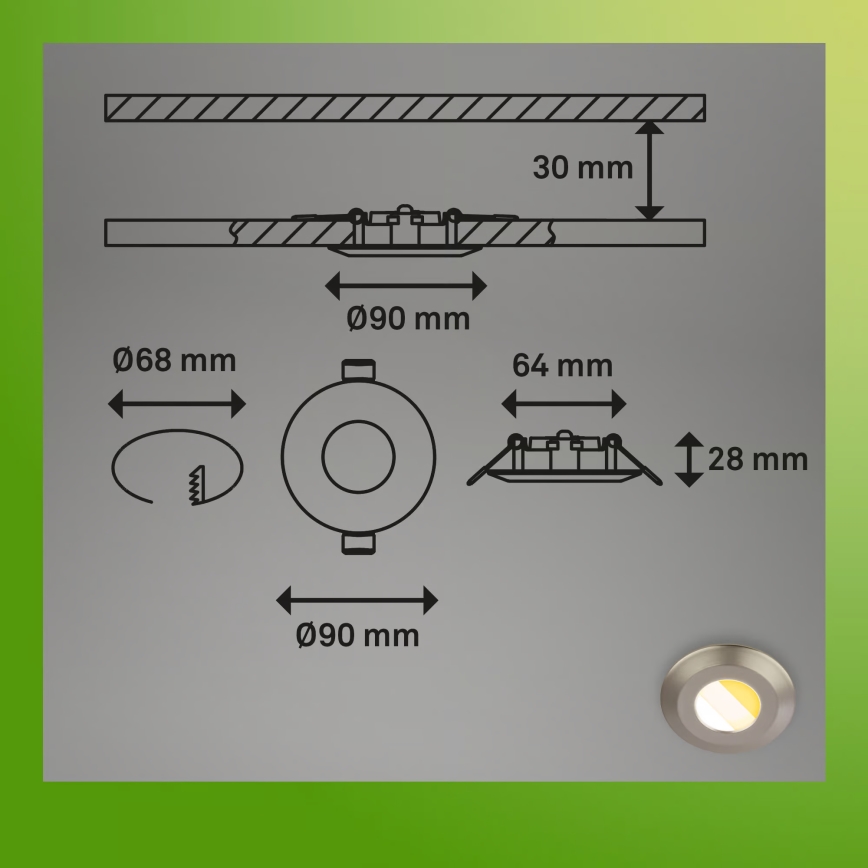 Briloner 7589032 - set van 3 dimbare LED-inbouwspots voor badkamer KLIRA, 1×LED/4,9W/230V, IP44, chroom