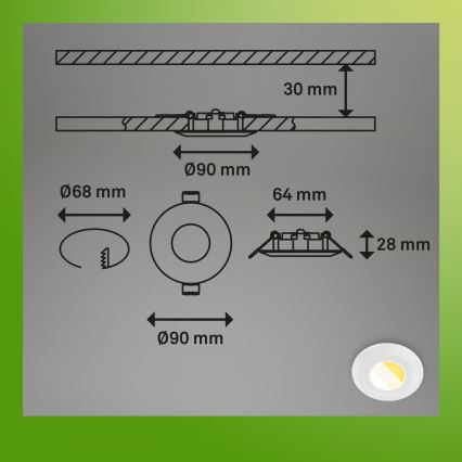 Briloner 7589036 - SET van 3 dimbare LED-inbouwspots voor badkamer KLIRA LED/4,9W/230V 2500/3000/4000K IP44 wit