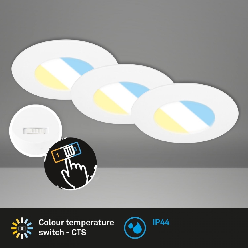Briloner 7598036 - SET 3x Hangende LED Badkamer plafond verlichting LED/4,9W/230V IP44 2700/4000/6500K wit