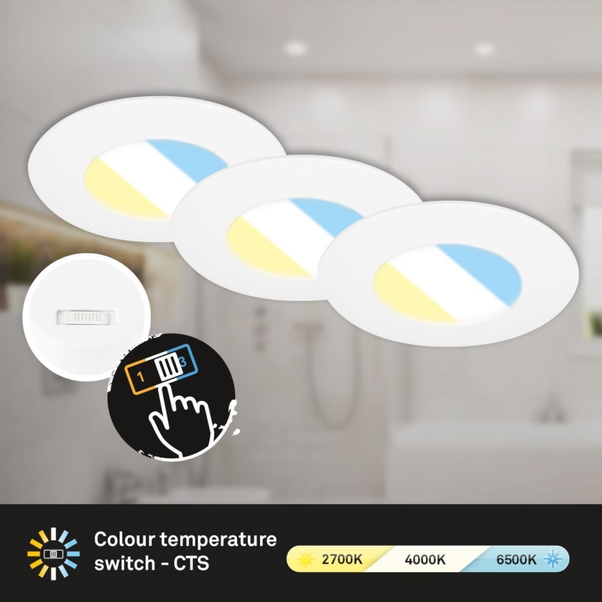 Briloner 7598036 - SET 3x Hangende LED Badkamer plafond verlichting LED/4,9W/230V IP44 2700/4000/6500K wit