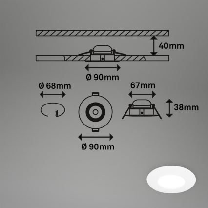 Briloner 7598036 - SET 3x Hangende LED Badkamer plafond verlichting LED/4,9W/230V IP44 2700/4000/6500K wit