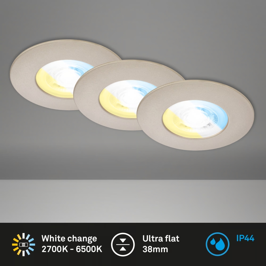 Briloner 7605032 - SET van 3 LED-inbouwarmaturen voor de badkamer 3xLED/4,9W/230V IP44 mat chroom