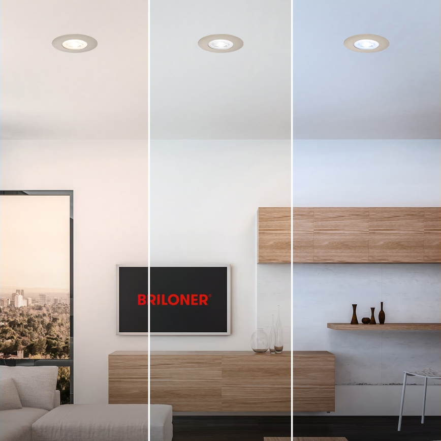 Briloner 7605032 - Set van 3 LED-inbouwspots voor de badkamer 3xLED/4,9W/230V 2700/4000/6500K IP44 mat chroom