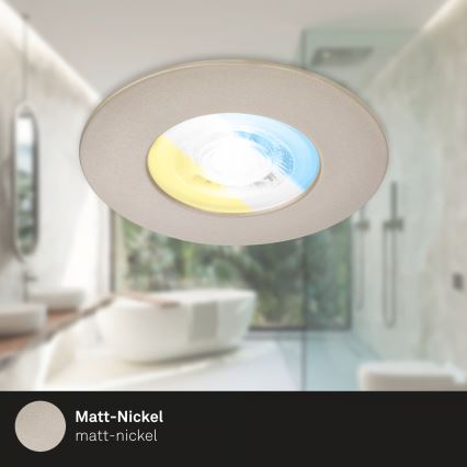 Briloner 7605032 - Set van 3 LED-inbouwspots voor de badkamer 3xLED/4,9W/230V 2700/4000/6500K IP44 mat chroom