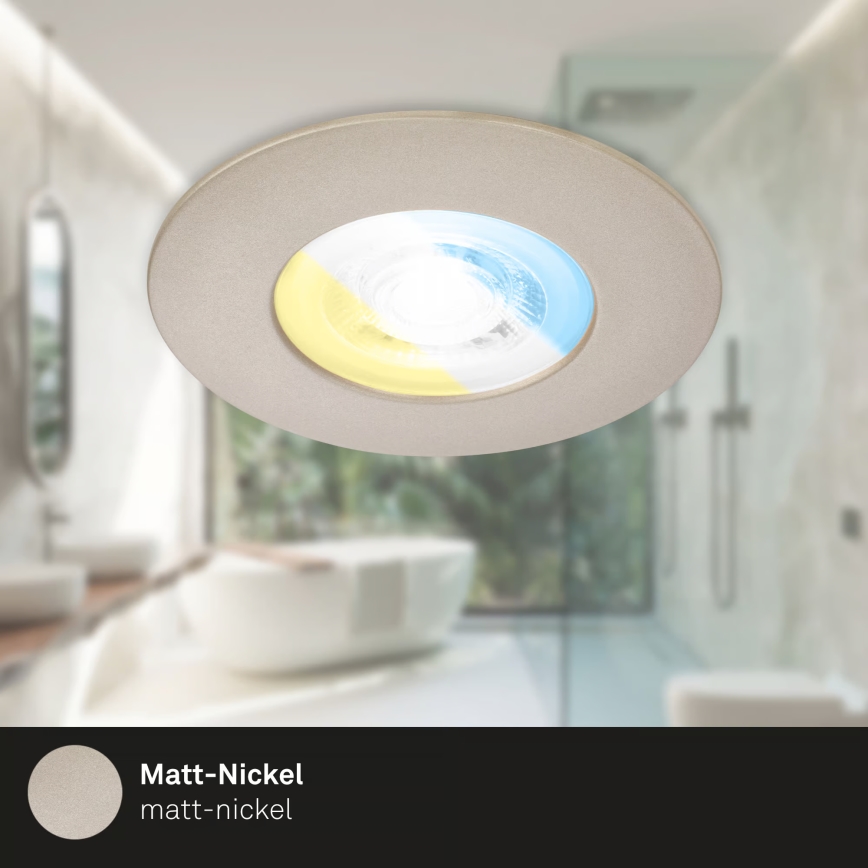 Briloner 7605032 - Set van 3 LED-inbouwspots voor de badkamer 3xLED/4,9W/230V 2700/4000/6500K IP44 mat chroom