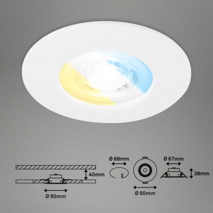 Briloner 7605036 - SET 3xLED Badkamer inbouwspot 3xLED/4,9W/230V IP44 wit